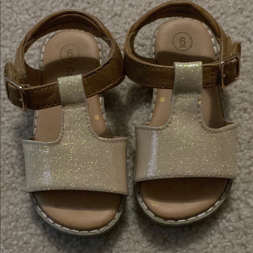 Kids Glittery Beige Sandals